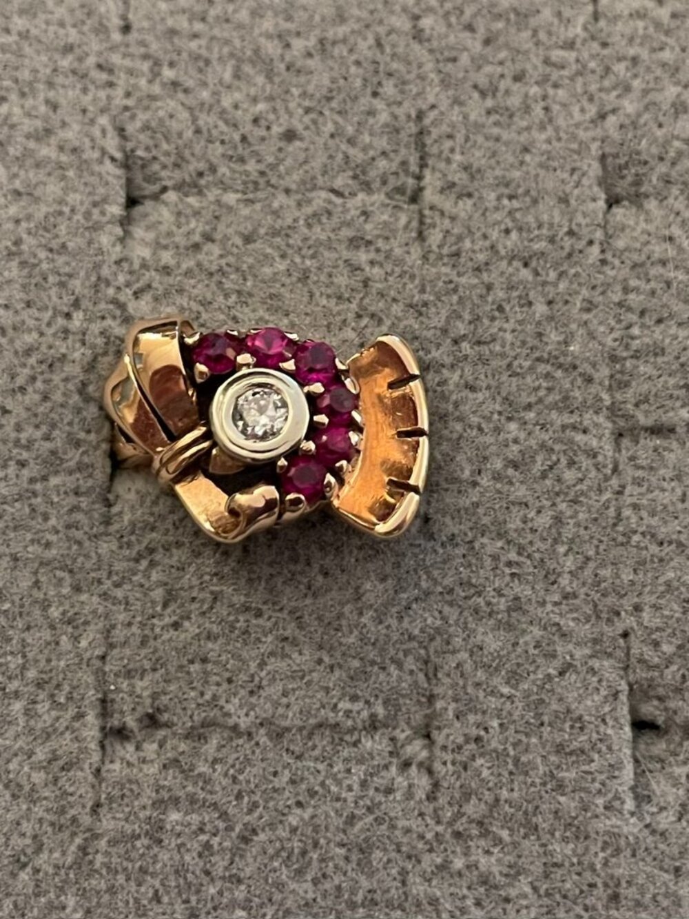 Vintage 14k Gold Ring Rose Gold 1920s - 1940s Art Deco Sz 4.5 RARE 5 grams